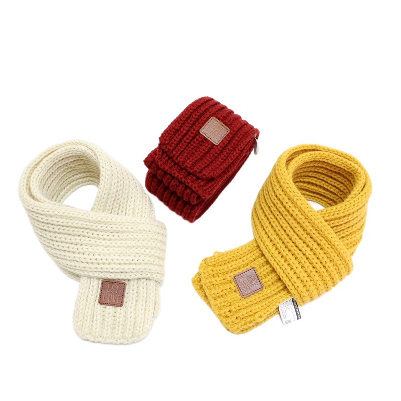 Children's scarf fashion solid color knitted South Korea hot winter warm scarf men and women baby all-match wool collar