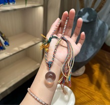 『有求必应』白水晶吊坠女男东海纯银扣头毛衣链水晶球项链