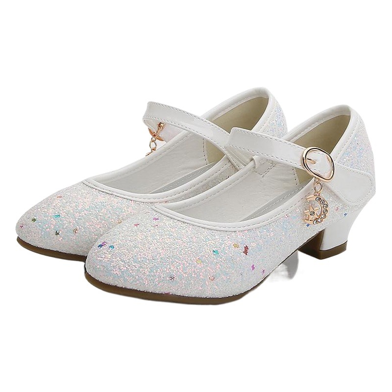 Zapatos de tacón alto de las niñas transfronterizas de Amazon zapatos de cuero para niños zapatos individuales de princesa coreana zapatos de baile de estudiante con lentejuelas zapatos de primavera y otoño
