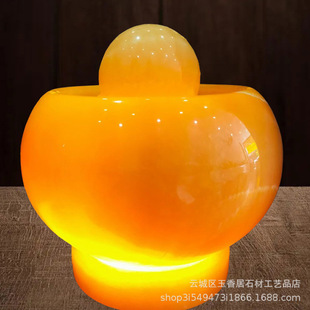Natural Iran orange Jade feng shui ball decoration indoor office living room running water decoration home housewarming decoration