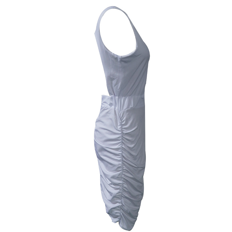 Women's Pleated Sleeveless Dress With Open Back For Summer_voghion.com