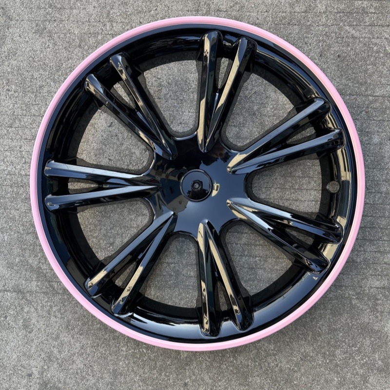 Hub cover | Tesla Hub Cover - thin-edge-y-19-inch-cherry-pink-white-logo-four