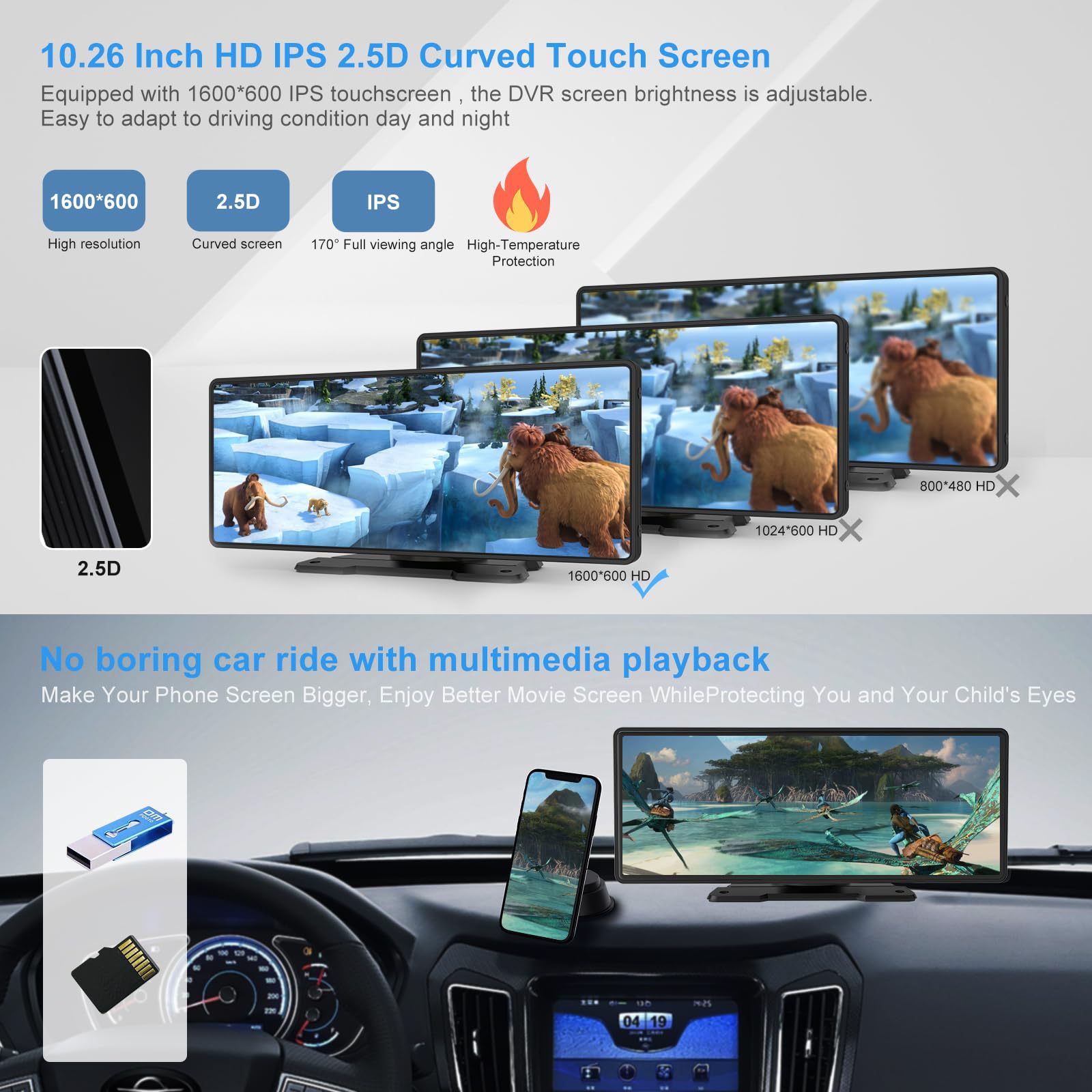 10.26inch In-Car Smart Screen Wireless Carplay Android Auto Bluetooth Navigation and Audio All-In-One Device