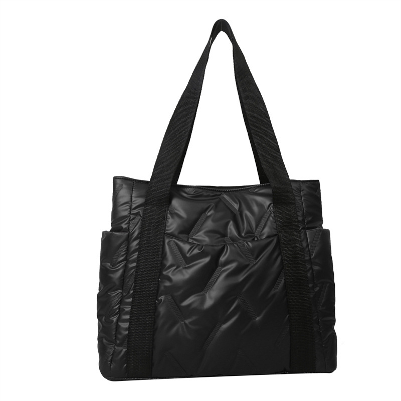 Bolsa de textura de alta calidad para mujeres nueva moda de gran capacidad otoño invierno perlada ropa de algodón bolso de hombro bolso de pluma de viaje
