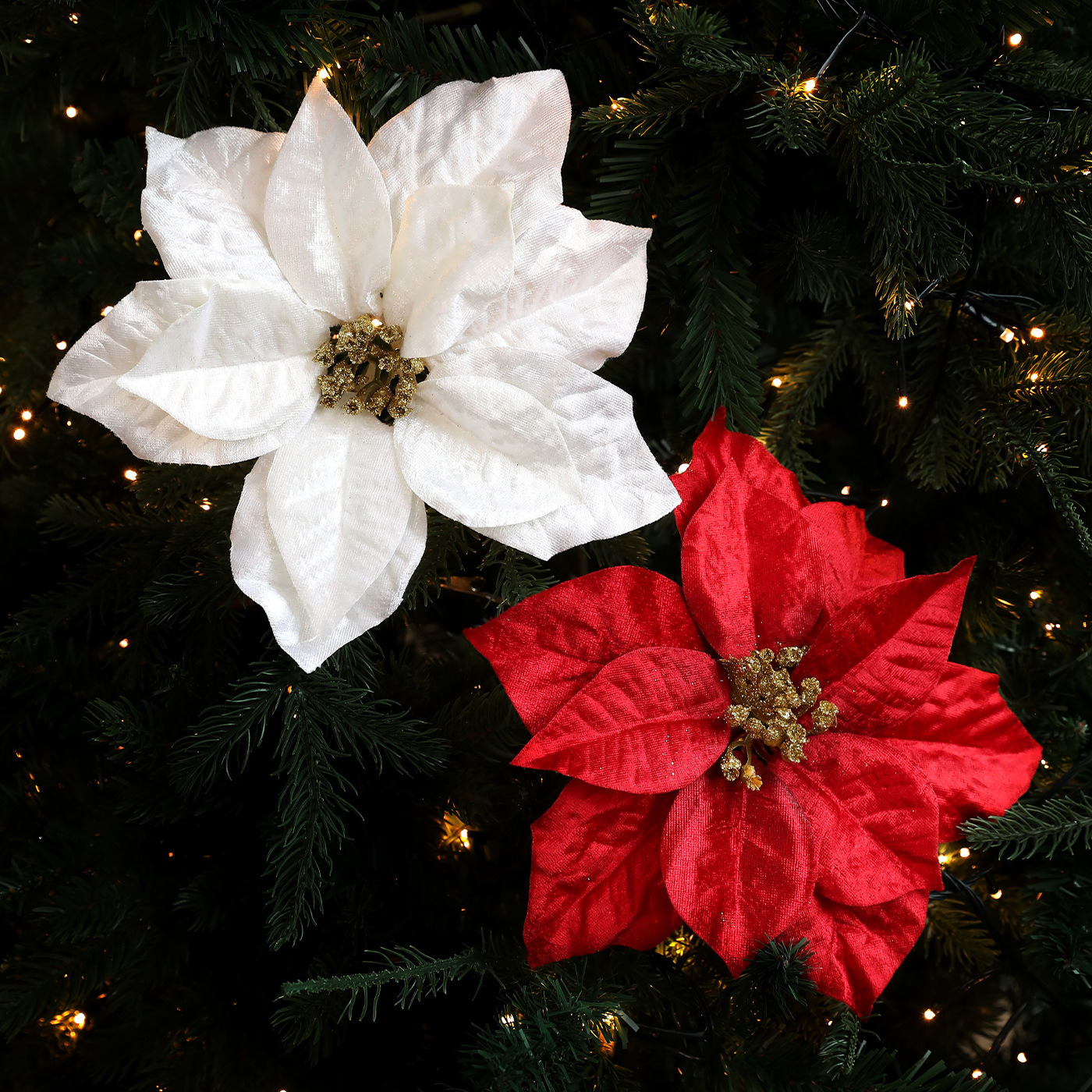 Nuevo polvo de oro imitación de tela de terciopelo flores de navidad árbol de navidad coronas de vinas decoración de boda colgante al por mayor