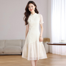 连衣裙修身显瘦气质款2025夏季新款新中式旗袍复古小香风连衣裙潮