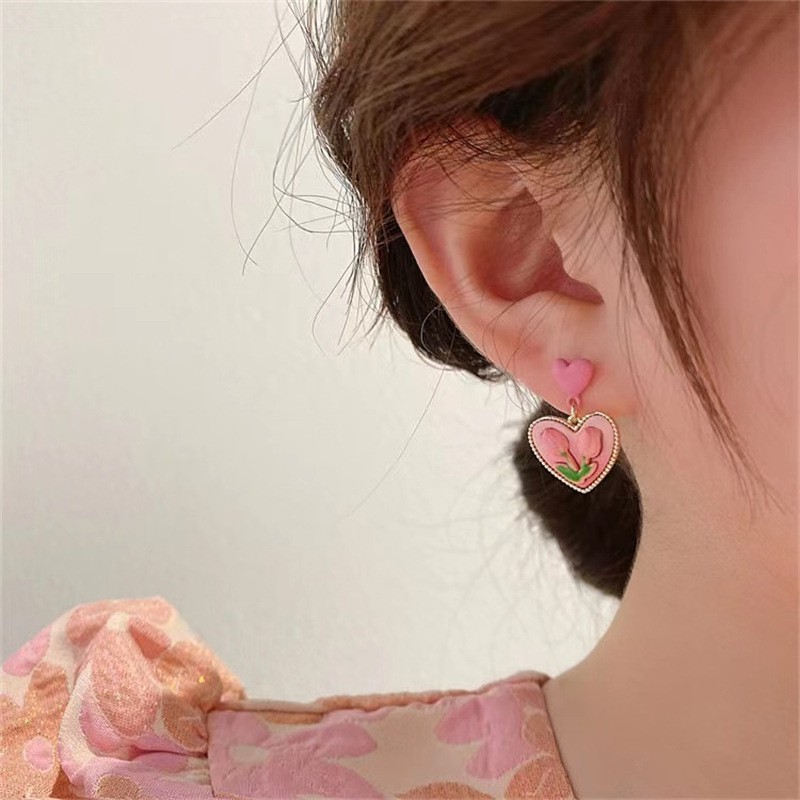 Fashion Heart Shape Alloy Plating Unisex Ear Studs 1 Pair