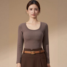 9999石墨烯保暖长袖打底衫羽绒贴片带胸垫百搭上衣修身显瘦肌底衣