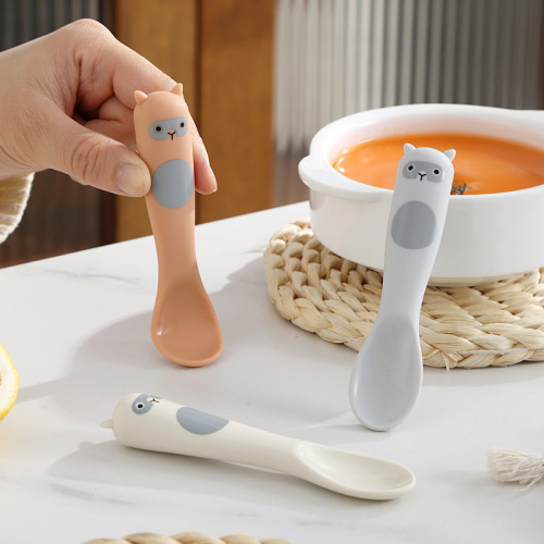 Cartoon Food-Grade Silicone Baby Spoon Soft Spoon Household Baby Newborn Water Feeding Spoons Children's Snack Spoons