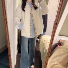 2025新款设计感韩系休闲风甜美显瘦米白色上衣外套女