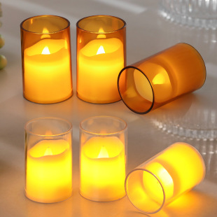 Cross-border mini electronic candle lamp acrylic cup tea wax birthday party romantic atmosphere decoration candle lamp