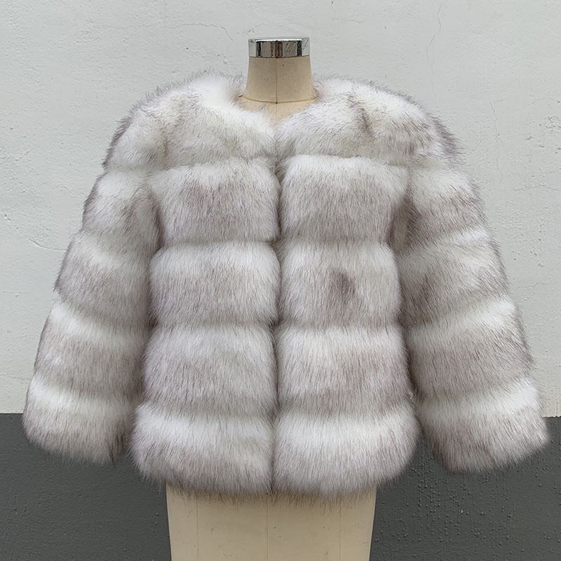 Haining fur imitation fox fur stitching fur coat women's winter new imitation fashion warm artificial fur coat