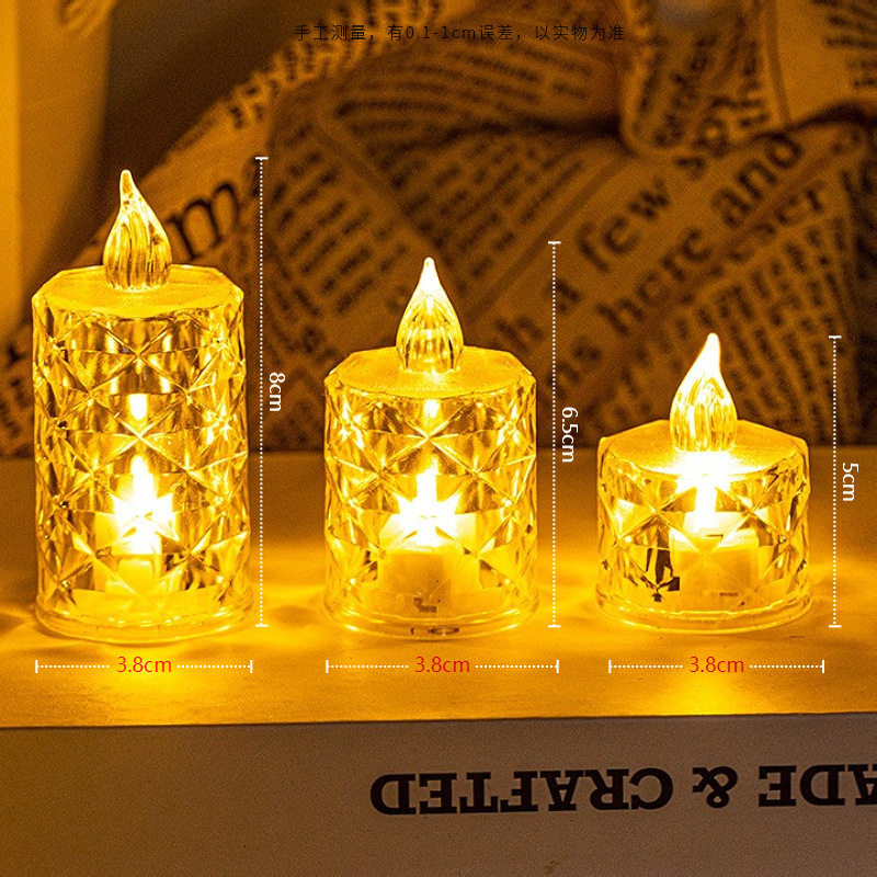 Vela Electrónica LED de Cristal Plástico para Navidad y Fiestas