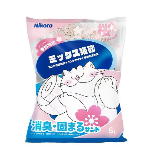 Japanese Nikoro Cat Litter Mixed Cat Litter 2.5kg 6L Jasmine Sakura Cat Litter Tofu Bentonite
