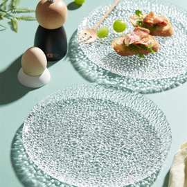 北欧冰凝玻璃盘子家用ins风菜盘平盘创意水果盘零食盘沙拉甜品盘