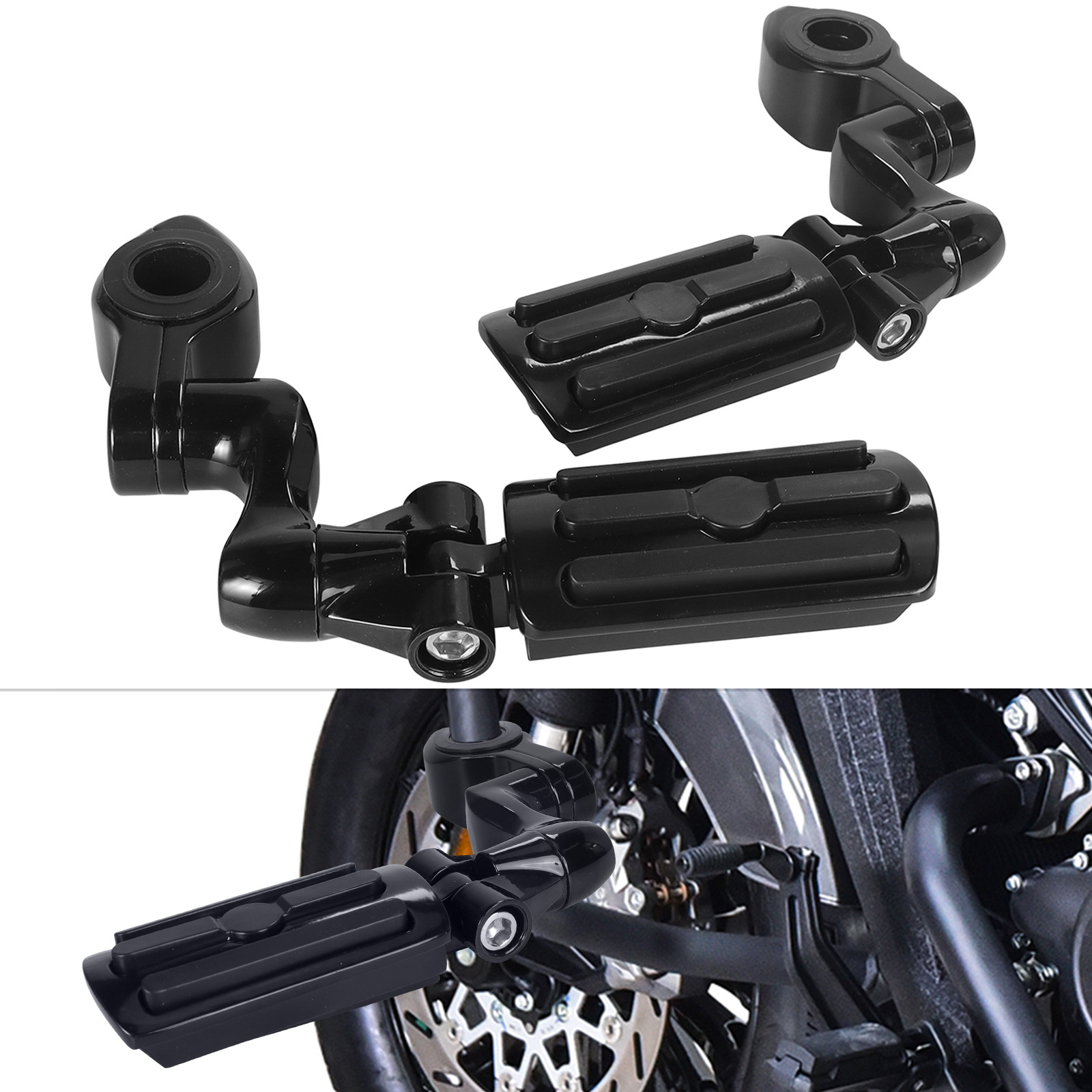 Harley Street Glide Motorcycle Modified Rubber Short Pedal Set Footrest Guard Bar Rest Bracket