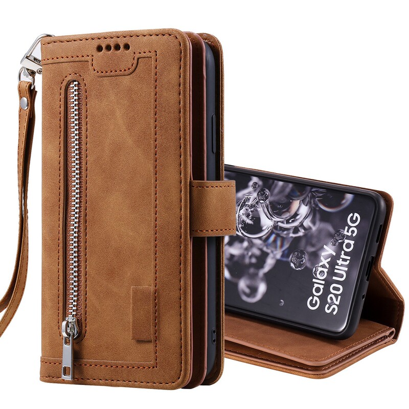 For Samsung S25ultra nine card zipper mobile phone leather case S22 wallet card A71 multi-functional protective case