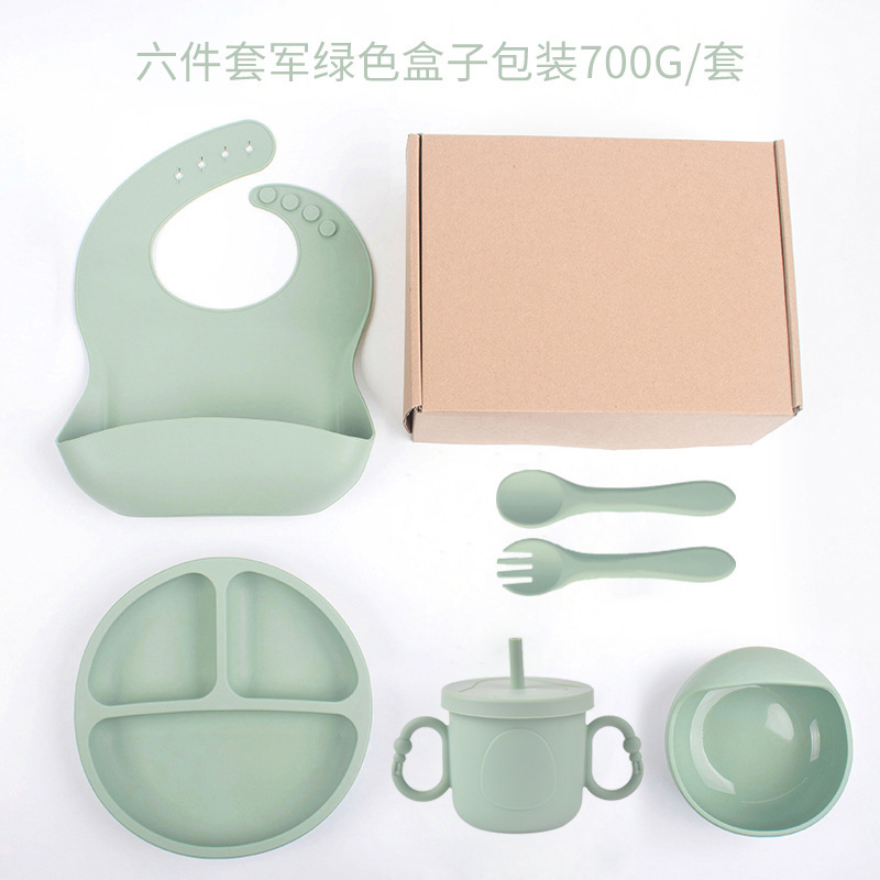 Placa de almuerzo de ventosa resistente a caídas de silicona de grado alimenticio Dumo Baby Juego de tazón Placa de almuerzo de silicona