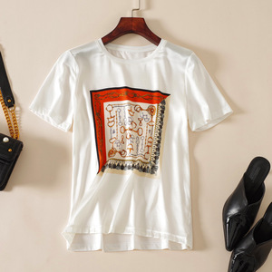 Printed silk T-shirt