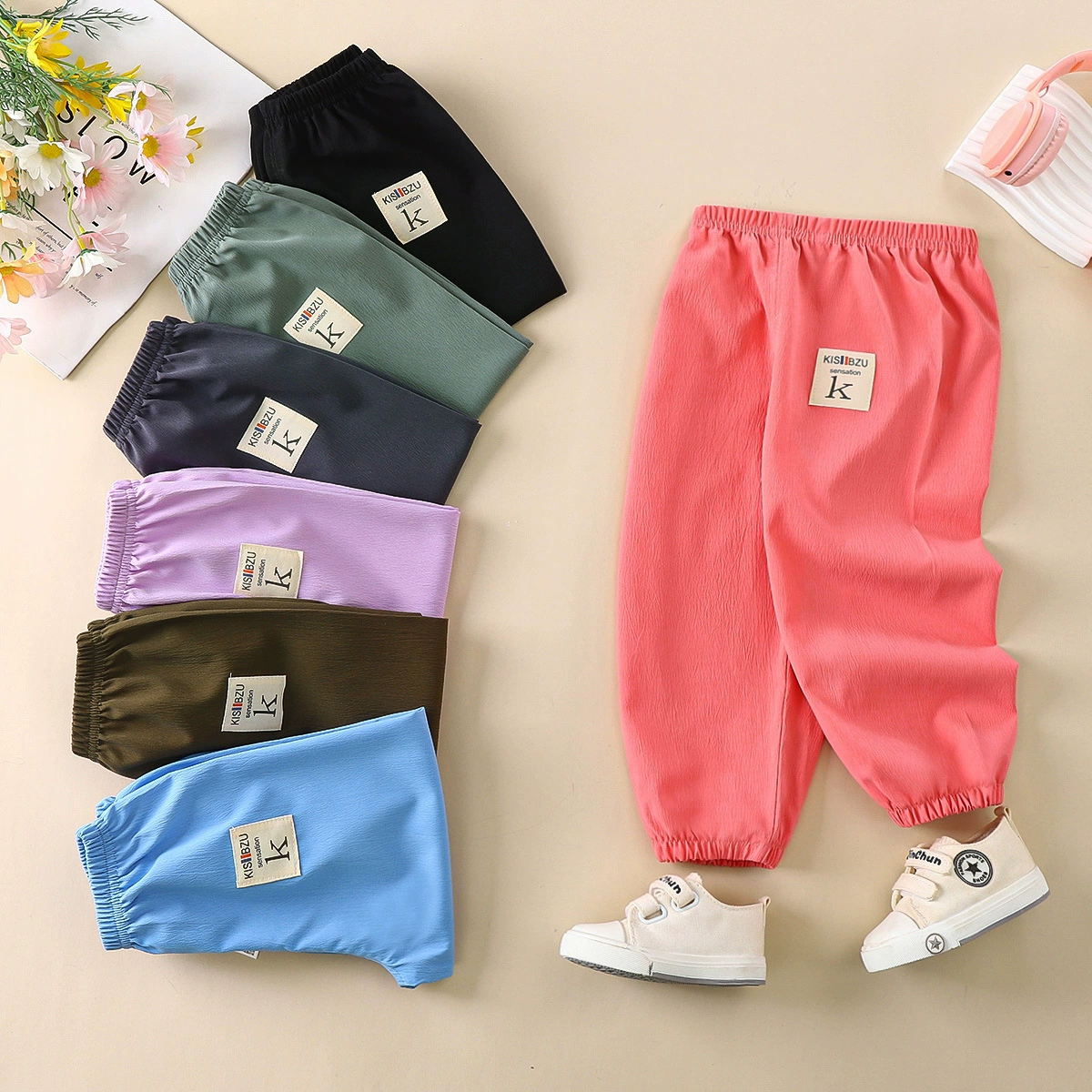 Детские Антимоскитные брюки с обработкой на заказ, летние легкие дышащие свободные шаровары, модная детская одежда, повседневные брюки для мальчиков и девочек