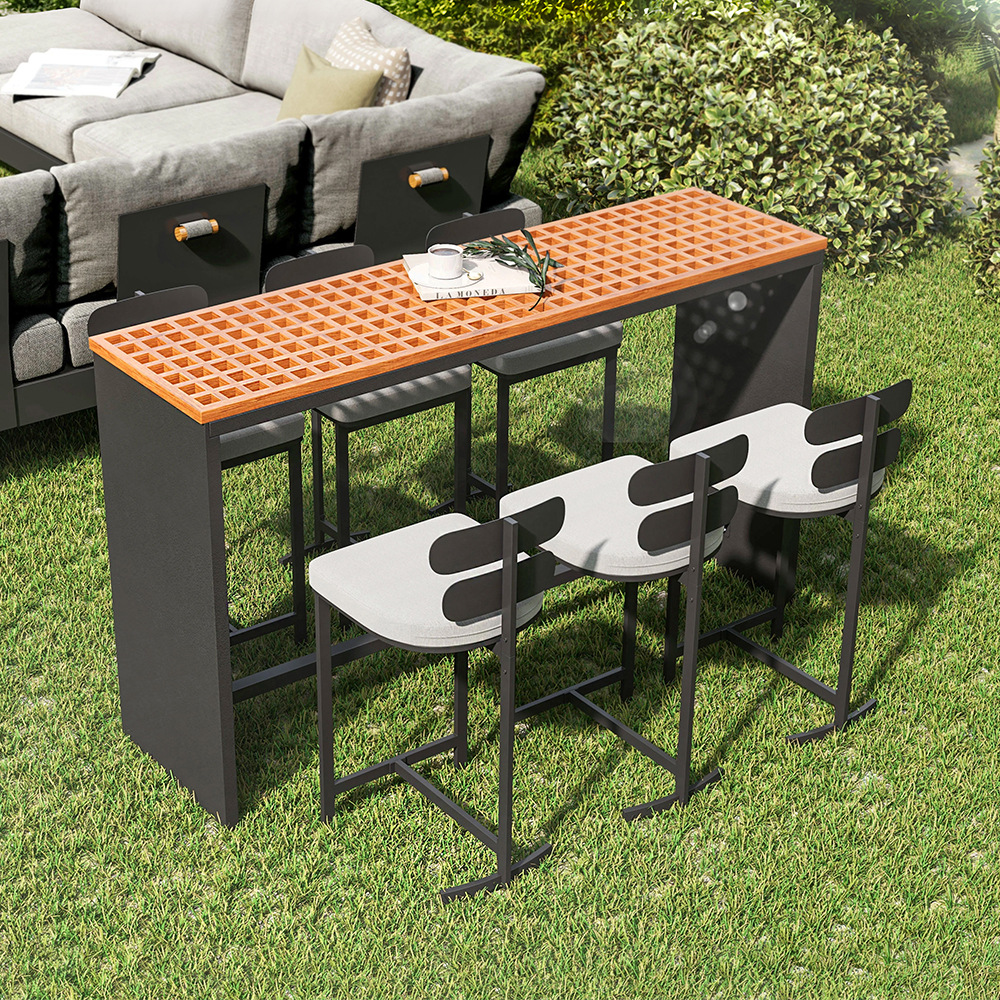 Mesa y silla al aire libre Hotel Residencial Ocio Bar Bar al aire libre Sillas de bar al aire libre Rainproof Sun Rattan Taburetes Muebles de patio