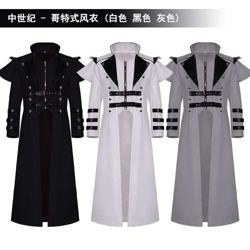 Cross-Border Prison Warden Cosplay Costume Gothic Trench Coat Role-Playing Outfit Comic-Con Halloween Carnival Stage Performance Cross-Border Prison Warden Cosplay Costume Gothic Trench Coat Role-Playing Outfit Comic-Con Halloween Carnival Stage Performance