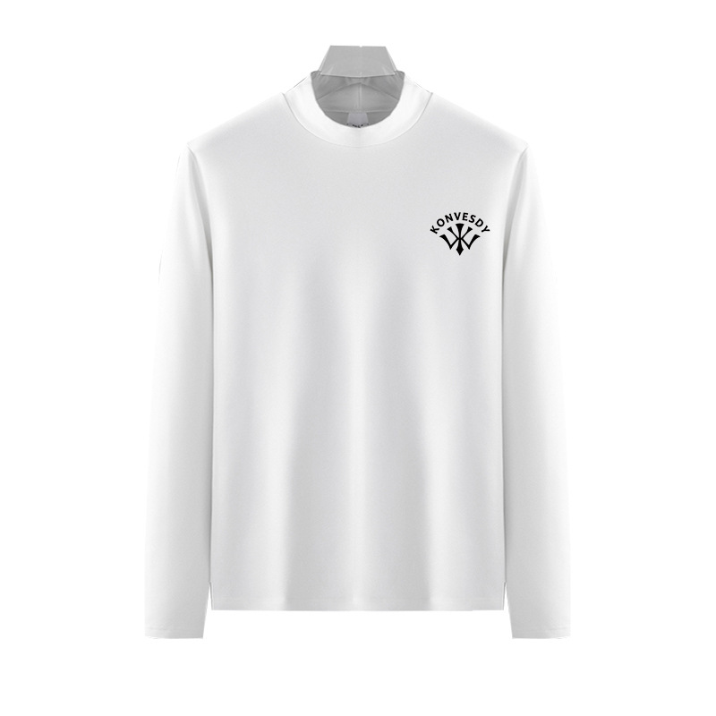 Directo de fábrica de color puro piel-friendly moda slim fit de terciopelo a prueba de frío cálido medio cuello alto hombres otoño camiseta superior