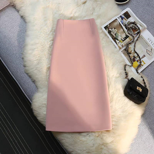 Women's Suit Skirt, Medium-Length Straight Trousers with Drape, Summer 2025, Petite Commute Style, Slit High-Waisted Skirt