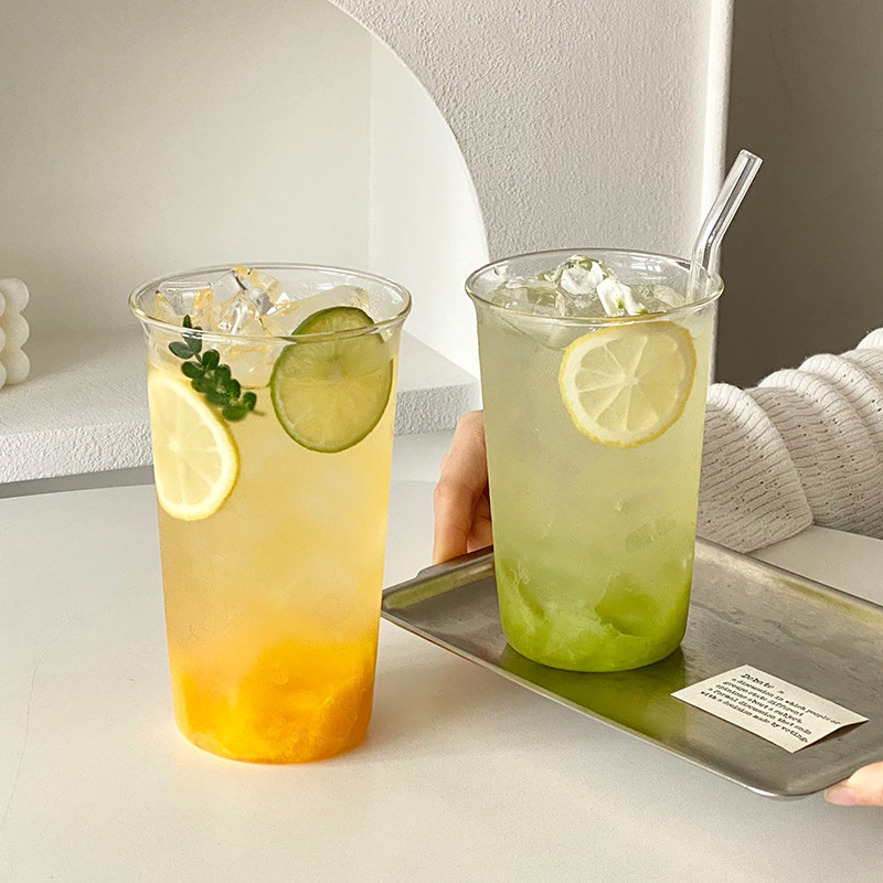 Tazas de té de frutas resistentes a altas temperaturas de gran capacidad de verano simple estilo americano café especial taza de té de leche de limón