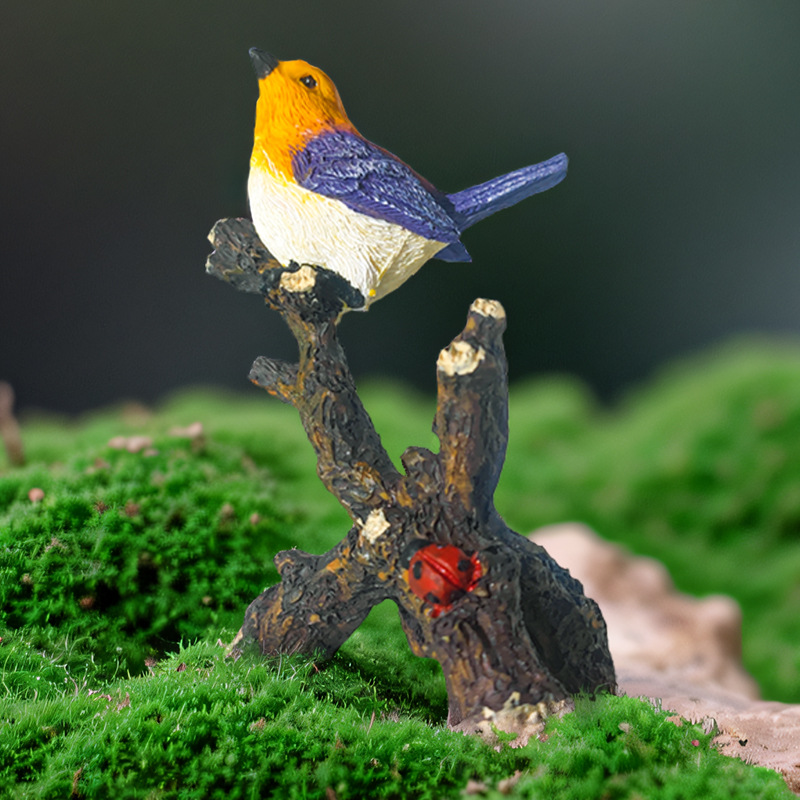 Accesorios de decoración de escritorio de micro paisaje de aves navideñas explosivas, pecera de resina creativa, método antiguo de cultivo de peces, decoración de paisaje