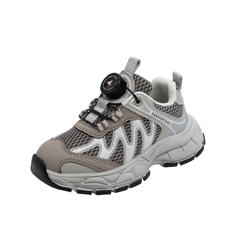 Kids Breathable Mesh Sneakers With Easy Turn Knob, Lightweight Casual Shoes For Boys And Girls, Big Kids Fashion Sports Walking Shoes_voghion.com