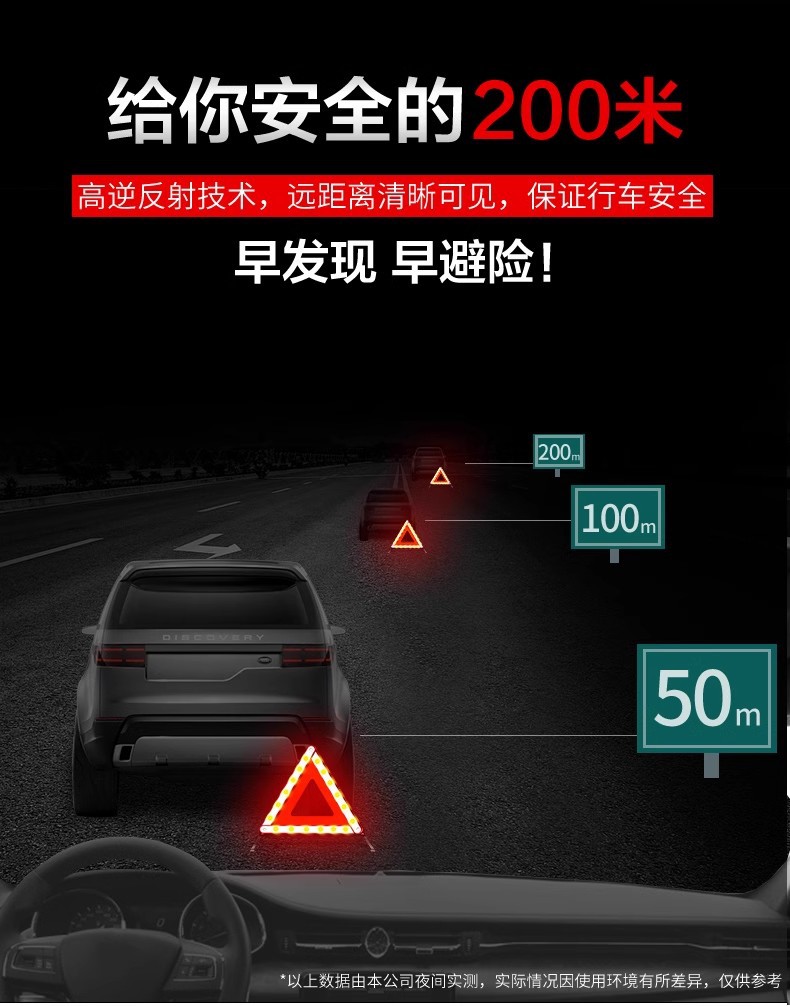 Car warning triangle stand for vehicle annual inspection, fault parking, reflective safety bracket L