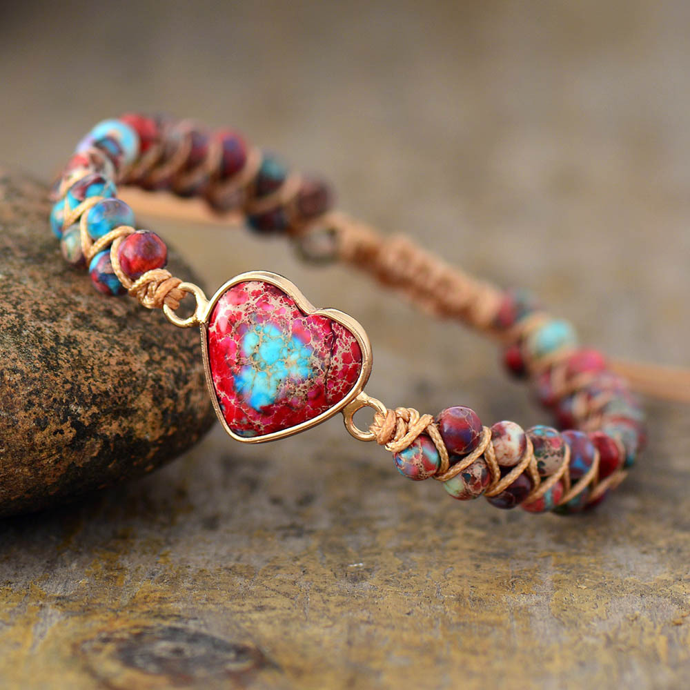 Vintage Style Colorful Heart Shape Emperor Stone Bracelets In Bulk display picture 1