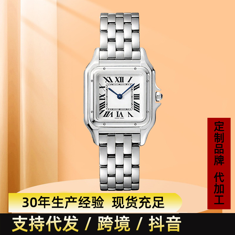 Kajia Women's Watch High-End Stainless Steel Small Square Watch Roman Numeral Dial Quartz Watch Business Casual Steel Band Unisex Watch Wholesale