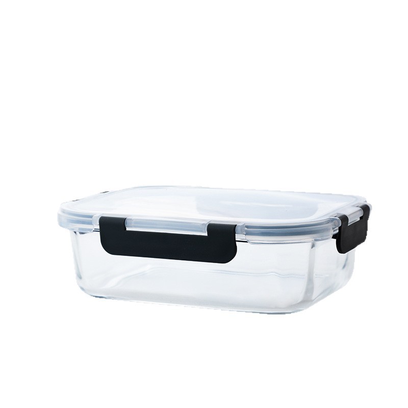 Fiambrera de vidrio con alto contenido de borosilicato, caja de mantenimiento fresco, tazón, horno microondas, caja de almuerzo para trabajadores de oficina general, tapa del eje del refrigerador, resistente al calor