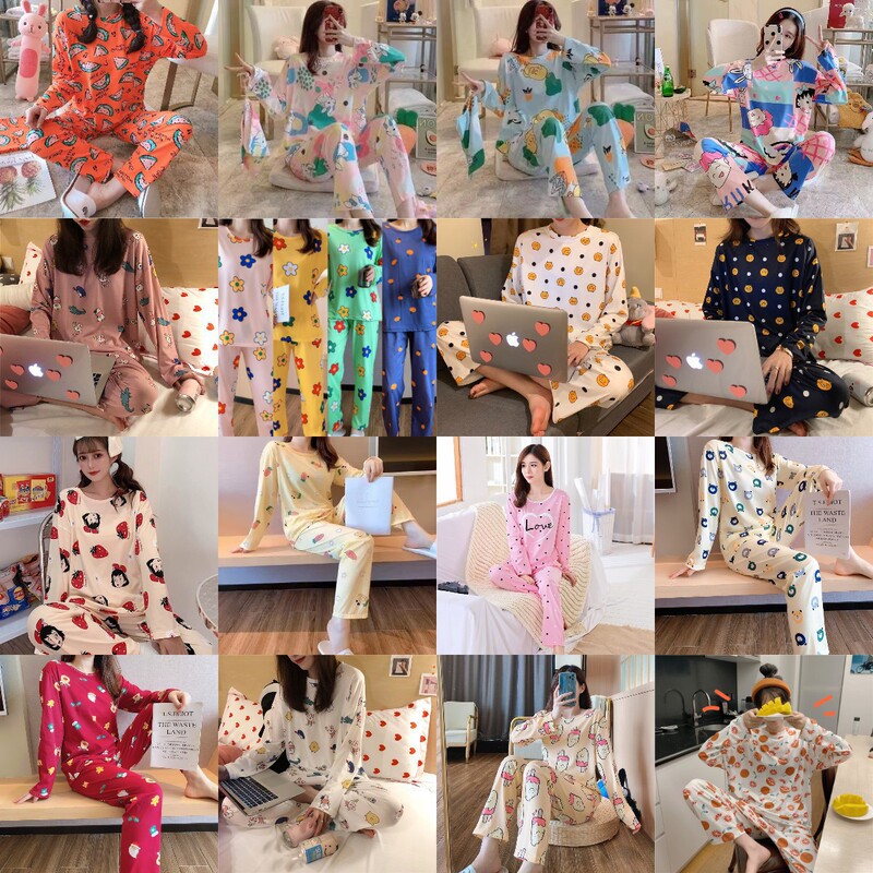 Special price random hair pajamas women Spring and Autumn plus size long sleeve pants cute cartoon home clothing set factory outlet