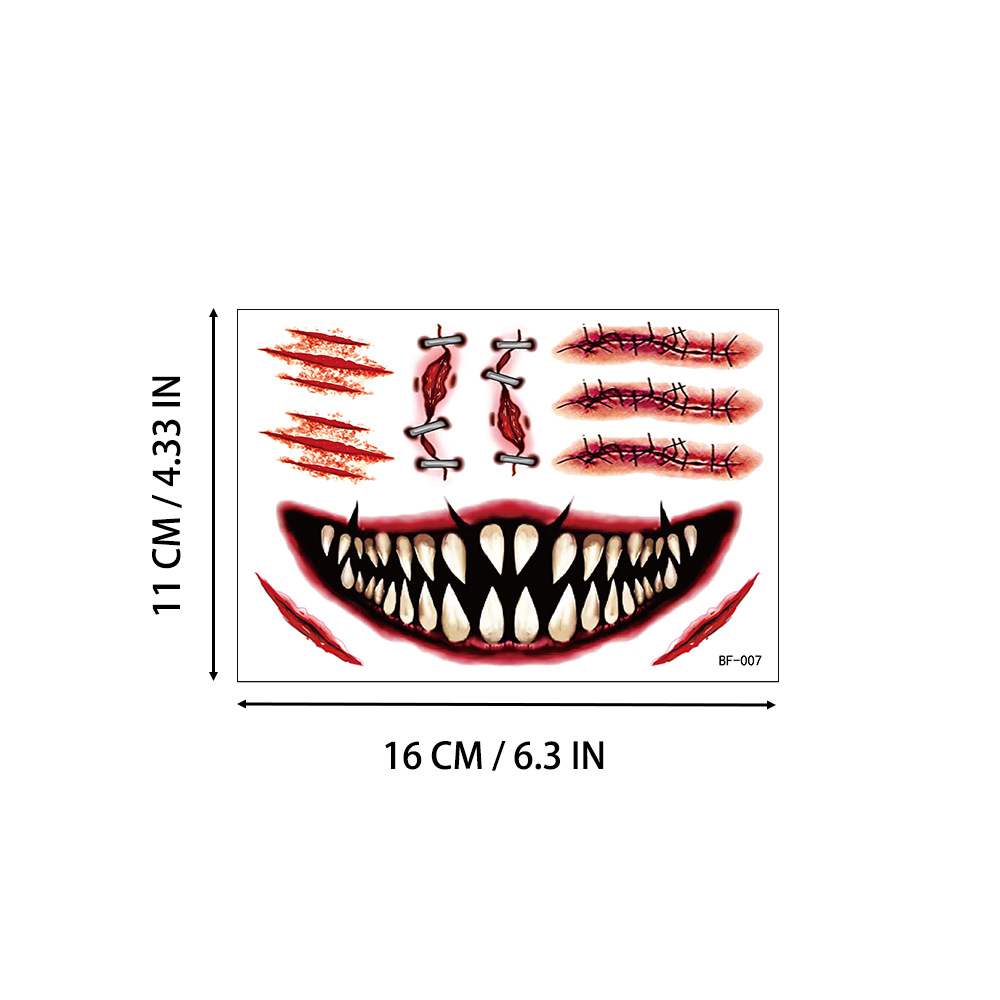 Tatuajes Temporales de Cicatrices de Halloween de Papel de Transferencia de Agua, Luminoso, Impermeable