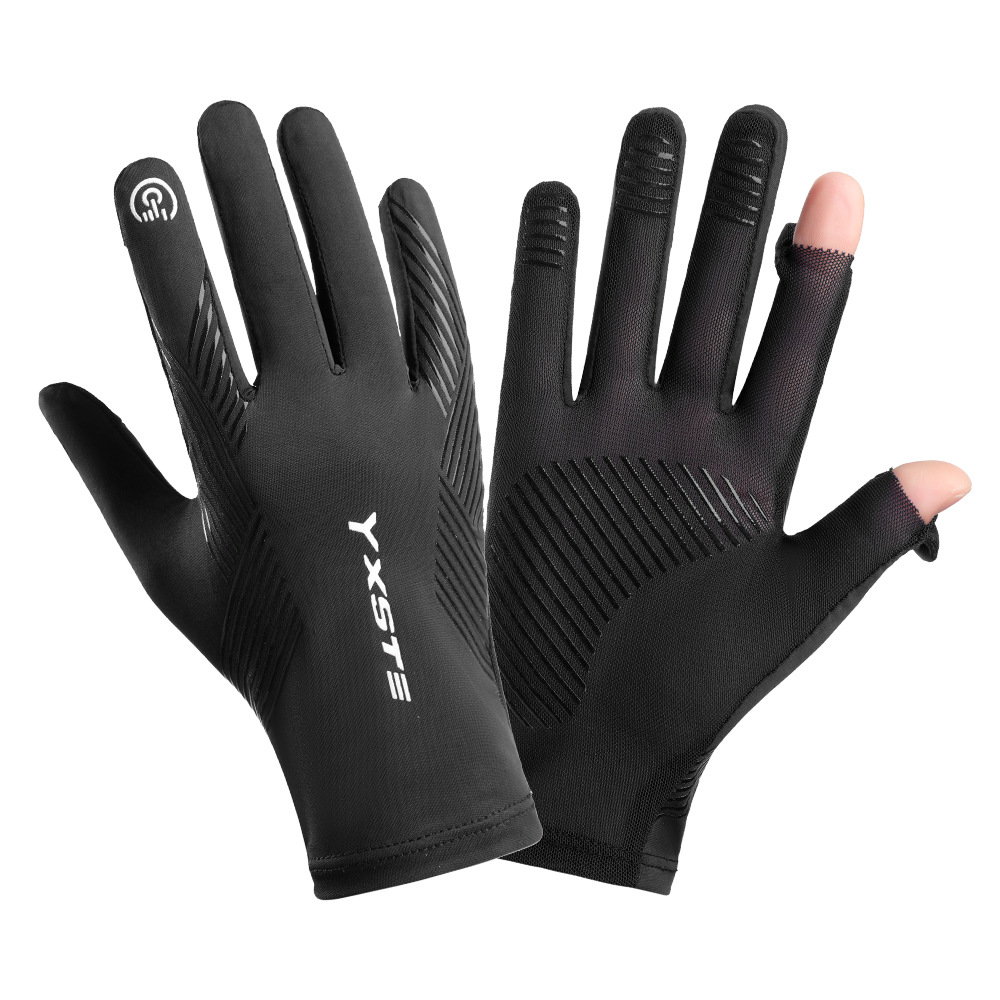 Summer Ice Silk Sun Protection Gloves for Men, Ultra-Thin, Breathable, Anti-Uv, Anti-Slip, Touch Screen Outdoor Gloves for Cycling and Driving
