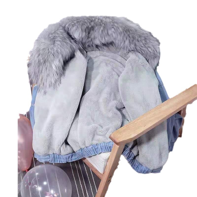 Abbigliamento donna autunno e inverno nuova giacca di jeans per le donne stile coreano studentesse larghe più velluto spesso grande collo di pelliccia giacca con cappuccio_voghion.com