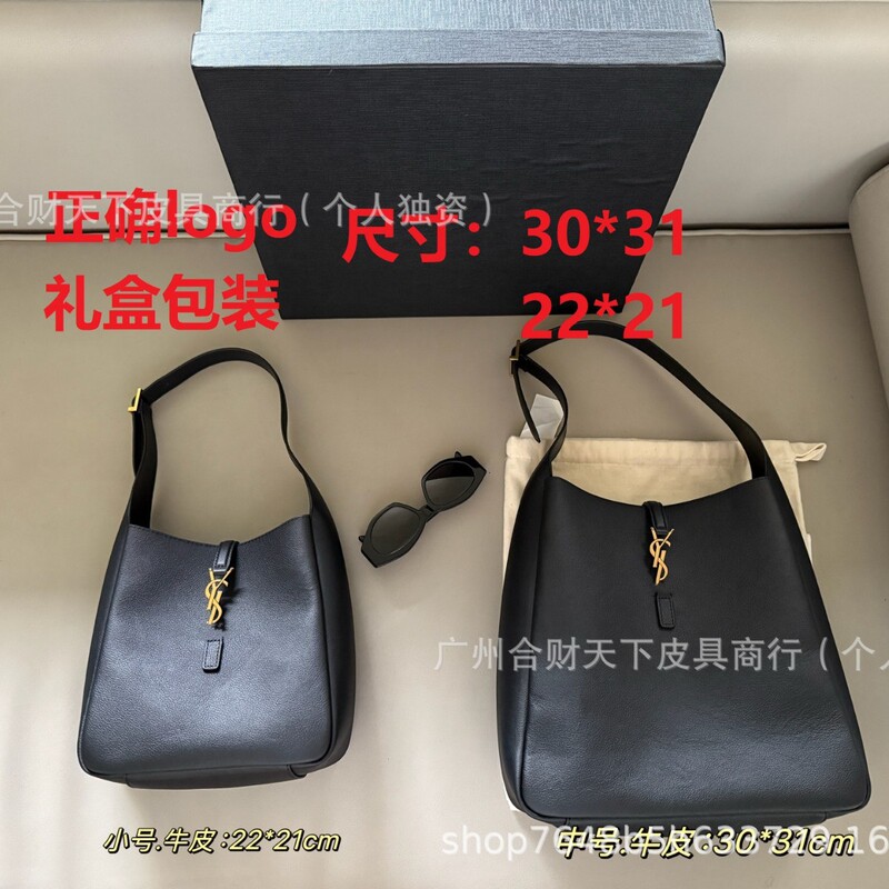 2025 New Yangshulin Cowhide Bucket Armpit Bag Genuine Leather Hobo Shoulder Satchel Tote Women's Bag Rose Same Style