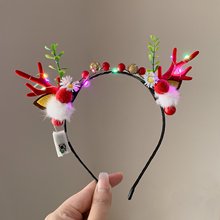 儿童森系发光小鹿角头箍成人节日派对拍照头饰可爱圣诞节发卡礼物