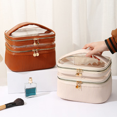跨境新款雙層化妝包高顏值便攜大容量收納袋多功能旅行防水洗涑包
