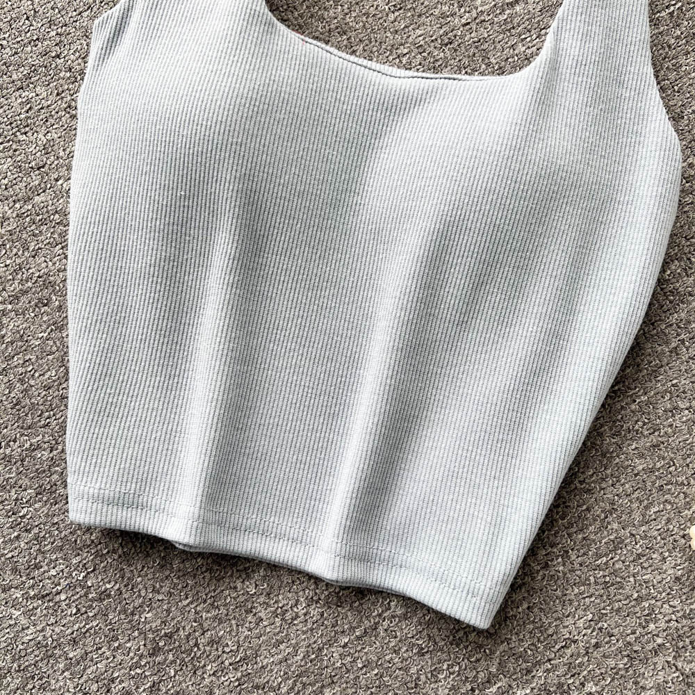 84g Weight Cotton, Rib Fabrics Fabric Type Short Top Length Vest Tops Type Holiday, Banquet, Daily Occasion Halter Neck Neckline Slim Fit Type Solid Color Pattern Summer Season Women's Gender Elegant, Streetwear Style Wholesale Women's Elegant Streetwear Solid Color Tank Tops 34
