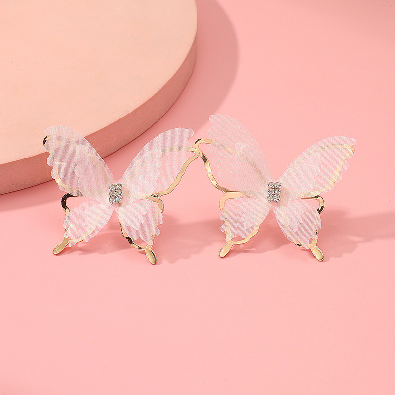 Korean Version Of Hollow Double Layer Butterfly Stud Earrings display picture 3