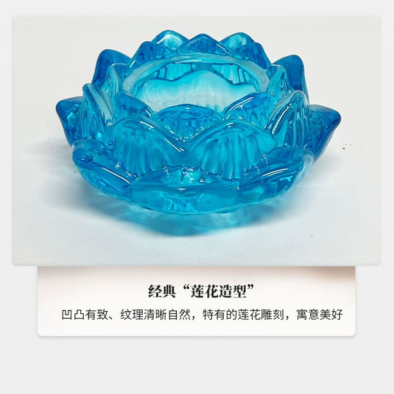Colorful glazed lotus flower short bread butter lamp for Buddhist offering lamp, multi-color home altar candle lamp stand for offering lights in front of Buddha