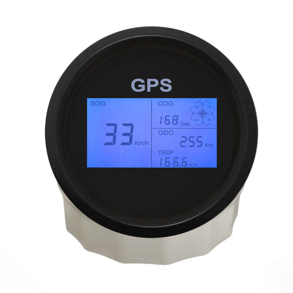 ELING Digital Display GPS Speedometer 85mm Mileage and Adjustable Unit with Overspeed Alarm (automobile instrument) - black-frame-black-background