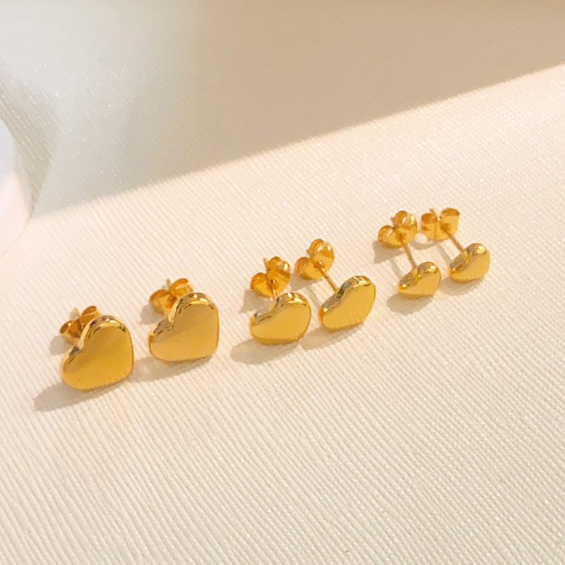 Holiday, Daily Occasion 1 Pair Simple Style Heart Shape Titanium Steel Earrings