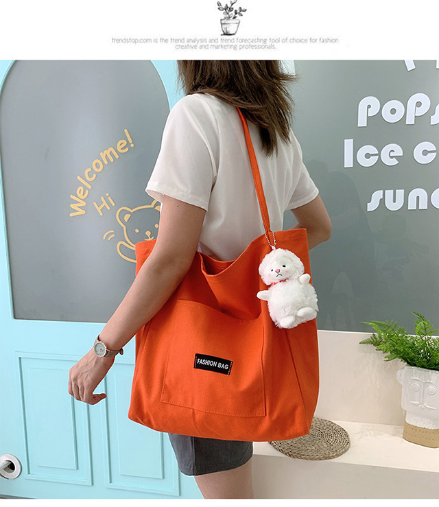 Candy-colored canvas bag, 2021 new ins bag, large-capacity tote bag, simple Korean-style single-shoulder artistic handbag undefined