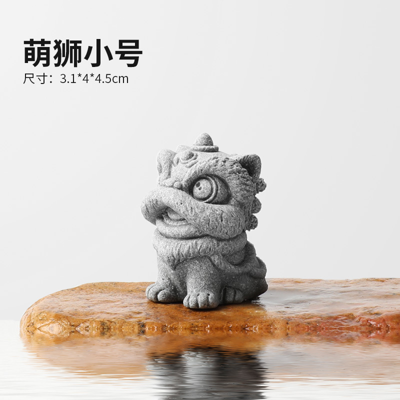 Pecera Arenisca azul Arenisca Dibujos animados Decoración de paisaje de bonsai de león Hippo Decoración de micropaisaje Tallado a prueba de piedra