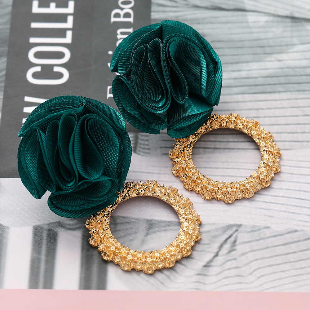 New Multilayer Chiffon Cloth Lace Flower Earrings display picture 6